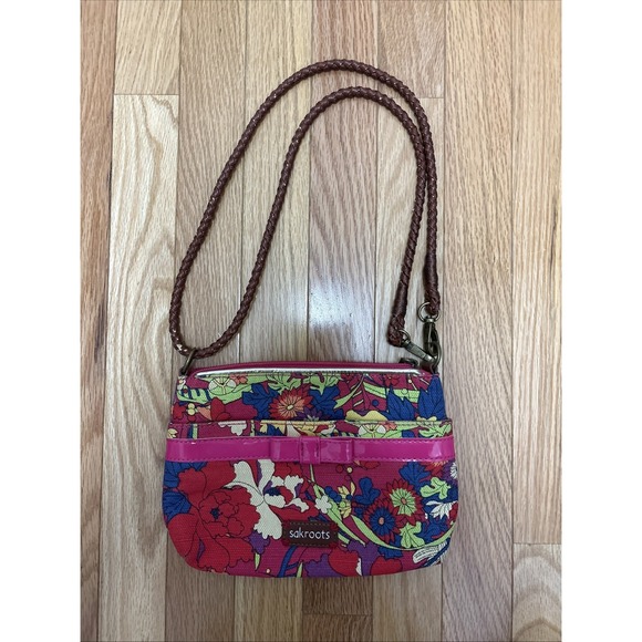 Sakroots Campus Mini Crossbody Purse Bag Peace Floral‎ Jute Cotton - Picture 1 of 9